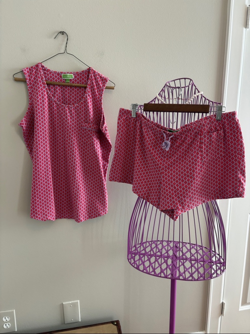 Vera Bradley Lavender and Red  Geometric Pajama Set